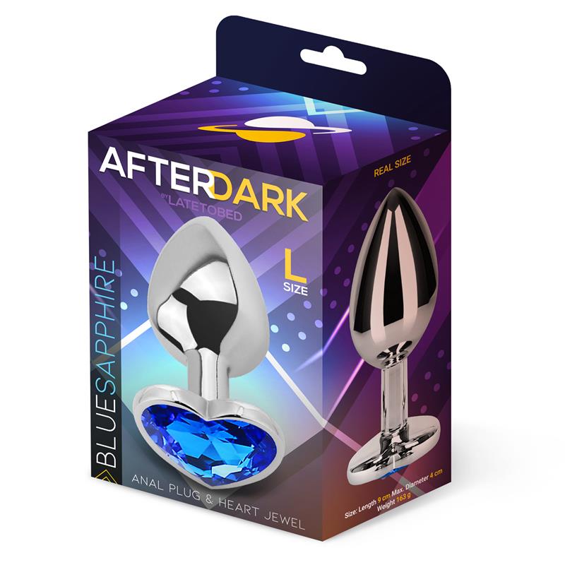 AFTERDARK - PLUG ANAL CON JOYA DE CORAZÓN BLUE SAPPHIRE TALLA L