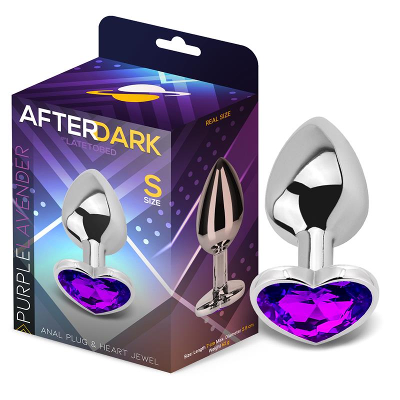 AFTERDARK - PLUG ANAL CON JOYA DE CORAZÓN PURPLE LAVENDER TALLA S