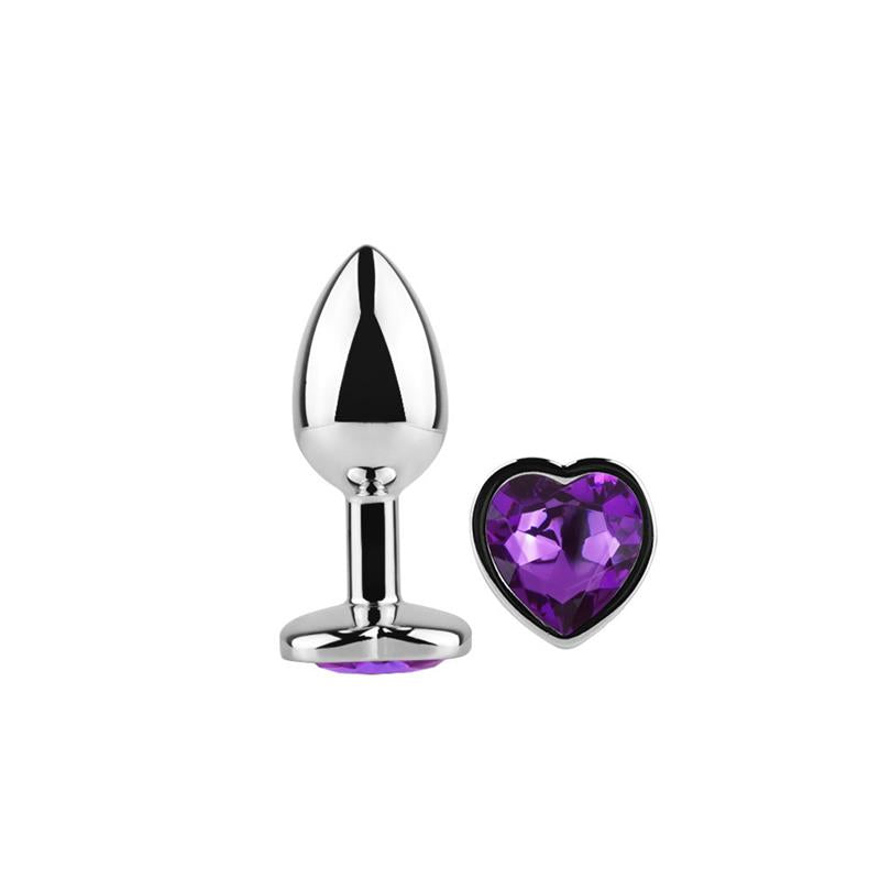 AFTERDARK - PLUG ANAL CON JOYA DE CORAZÓN PURPLE LAVENDER TALLA S