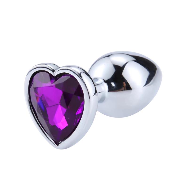 AFTERDARK - PLUG ANAL CON JOYA DE CORAZÓN PURPLE LAVENDER TALLA S