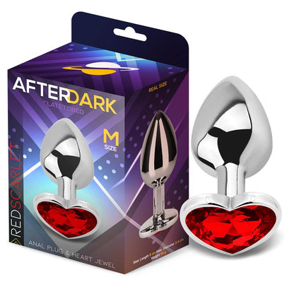 AFTERDARK - PLUG ANAL CON JOYA DE CORAZÓN RED SCARLET TALLA M