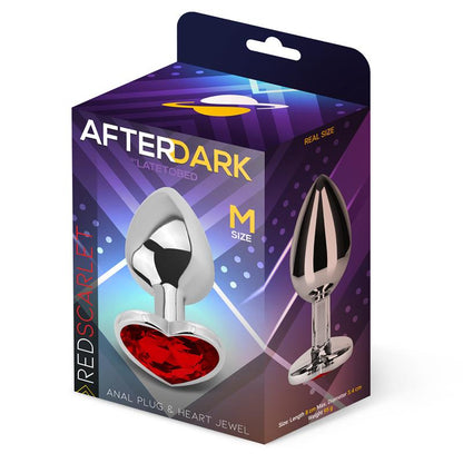 AFTERDARK - PLUG ANAL CON JOYA DE CORAZÓN RED SCARLET TALLA M