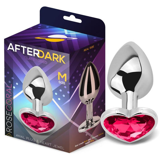 AFTERDARK - PLUG ANAL CON JOYA DE CORAZÓN ROSE CORAL TALLA M