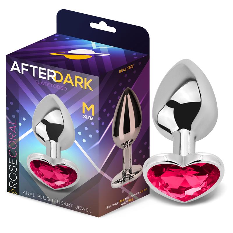AFTERDARK - PLUG ANAL CON JOYA DE CORAZÓN ROSE CORAL TALLA M