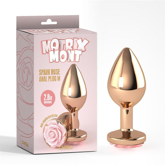 CHISA - PLUG ANAL CON JOYA DE ROSA COLOR ROSE TALLA M