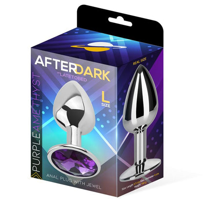 AFTERDARK - PLUG ANAL CON JOYA PÚRPURA AMATISTA TALLA L ALUMINIO
