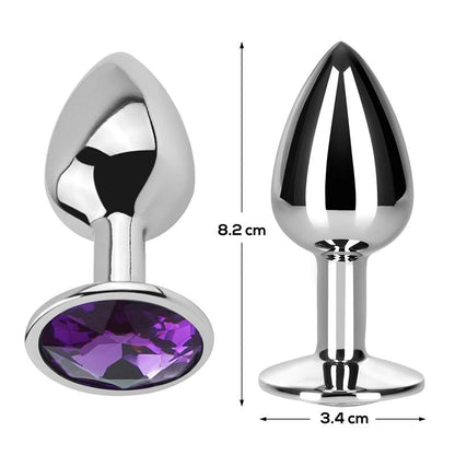 AFTERDARK - PLUG ANAL CON JOYA PÚRPURA AMATISTA TALLA M ALUMINIO