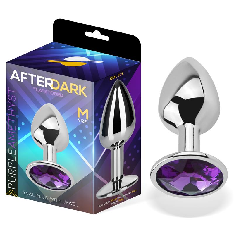 AFTERDARK - PLUG ANAL CON JOYA PÚRPURA AMATISTA TALLA M ALUMINIO