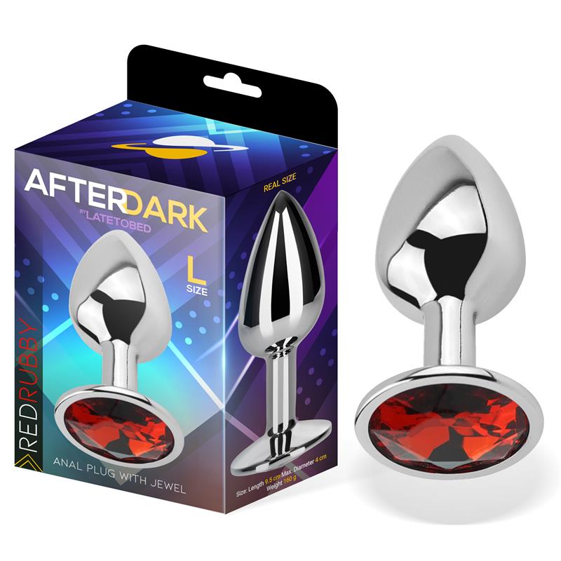 AFTERDARK - PLUG ANAL CON JOYA ROJO RUBÍ TALLA L ALUMINIO