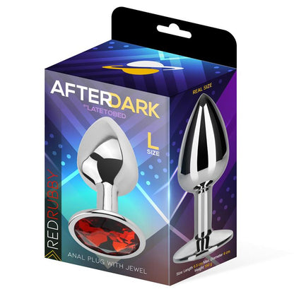 AFTERDARK - PLUG ANAL CON JOYA ROJO RUBÍ TALLA L ALUMINIO