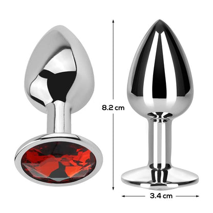 AFTERDARK - PLUG ANAL CON JOYA ROJO RUBÍ TALLA M ALUMINIO