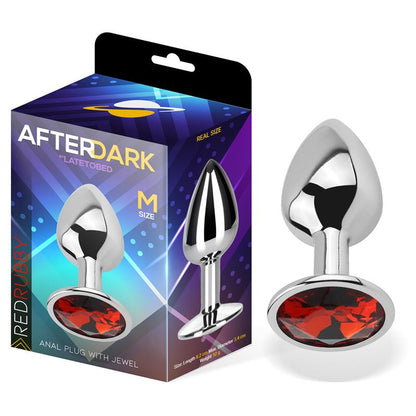 AFTERDARK - PLUG ANAL CON JOYA ROJO RUBÍ TALLA M ALUMINIO