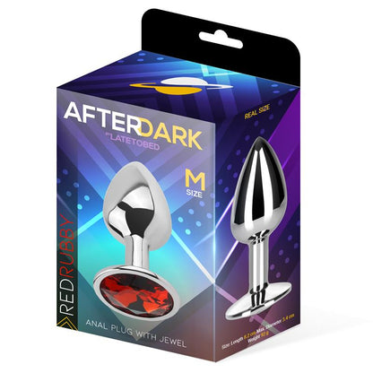 AFTERDARK - PLUG ANAL CON JOYA ROJO RUBÍ TALLA M ALUMINIO
