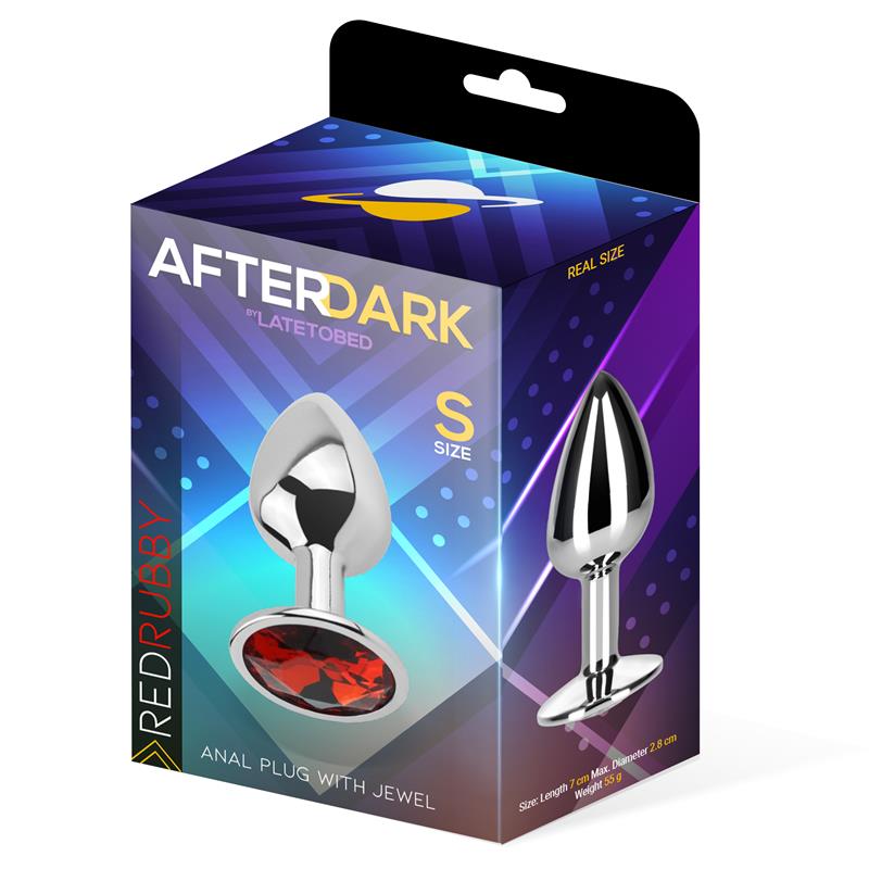 AFTERDARK - PLUG ANAL CON JOYA ROJO RUBI TALLA S ALUMINIO