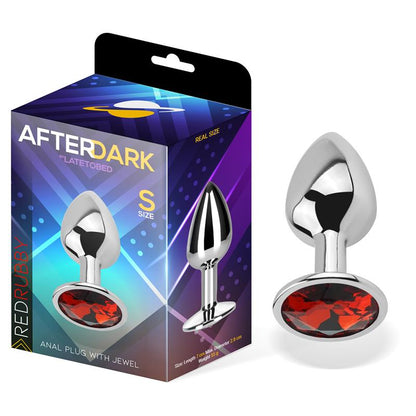 AFTERDARK - PLUG ANAL CON JOYA ROJO RUBI TALLA S ALUMINIO