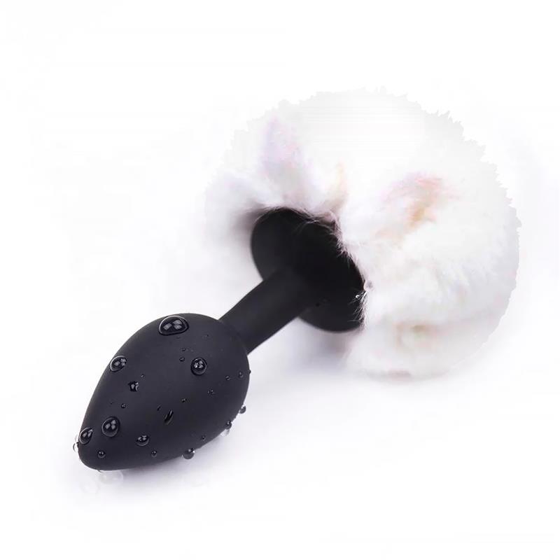 AFTERDARK - PLUG ANAL CON POMPÓN BLANCO TALLA S
