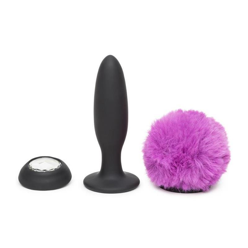 HAPPY RABBIT - PLUG ANAL CON VIBRACIÓN DOBLE BASE PÚRPURA GRANDE