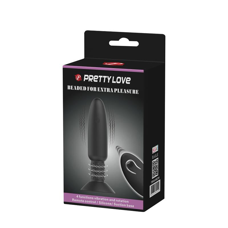 PRETTYLOVE - PLUG ANAL CON VIBRACIÓN Y ROTACIÓN CON CONTROL REMOTO USB