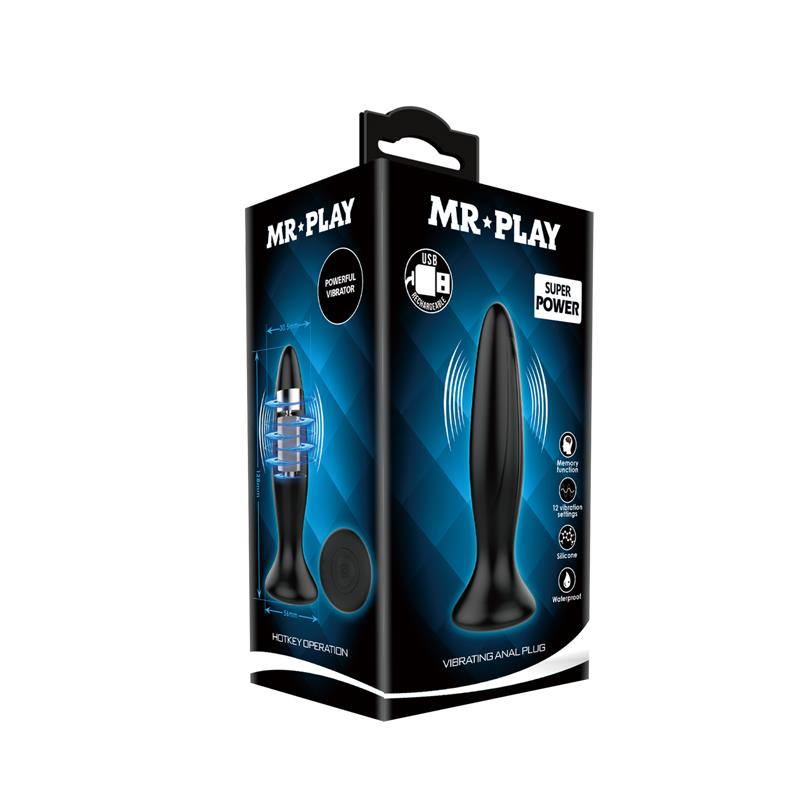 MR PLAY - PLUG ANAL VIBRADOR NEGRO RECARGABLE