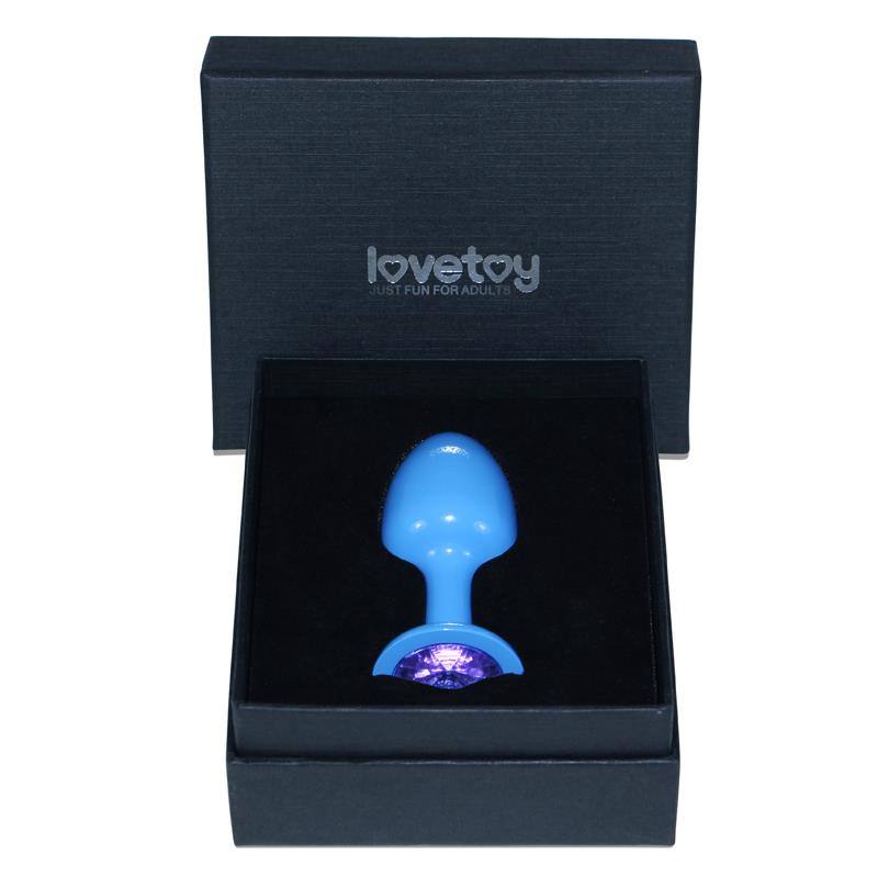LOVETOY - PLUG ANAL DE METAL AZUL ROSEBUD CON JOYA AZUL