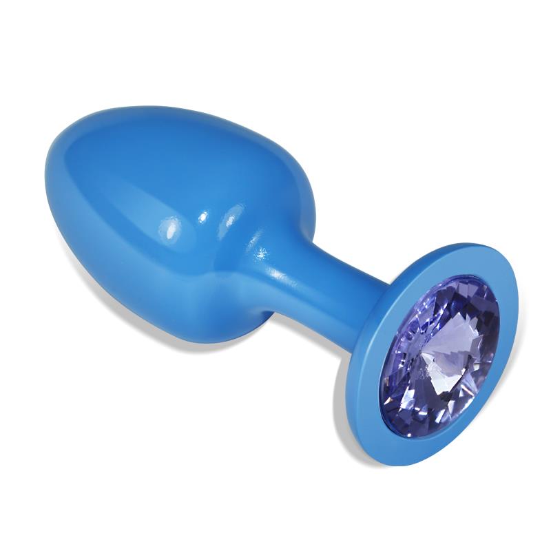 LOVETOY - PLUG ANAL DE METAL AZUL ROSEBUD CON JOYA AZUL