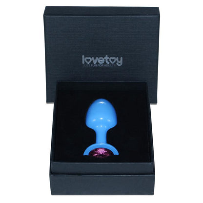 LOVETOY - PLUG ANAL DE METAL AZUL ROSEBUD CON JOYA ROSA