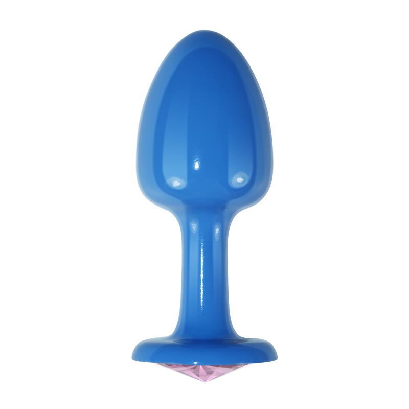 LOVETOY - PLUG ANAL DE METAL AZUL ROSEBUD CON JOYA ROSA