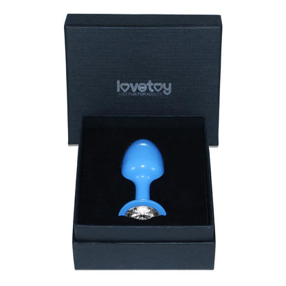 LOVETOY - PLUG ANAL DE METAL AZUL ROSEBUD CON JOYA TRANSPARENTE