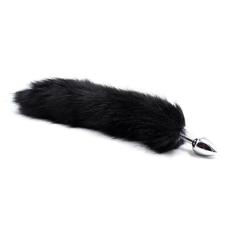 LATETOBED BDSM LINE - PLUG ANAL DE METAL CON COLA DE ZORRO SEDOSO 40 CM NEGRO