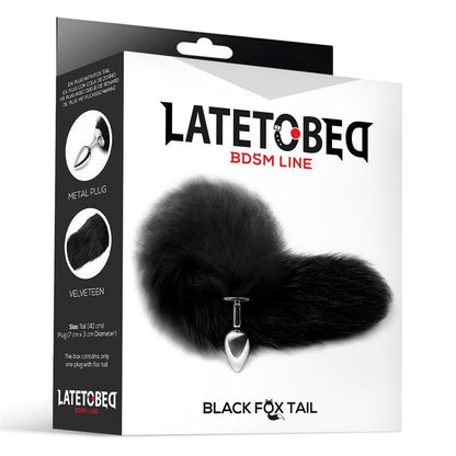 LATETOBED BDSM LINE - PLUG ANAL DE METAL CON COLA DE ZORRO SEDOSO 40 CM NEGRO