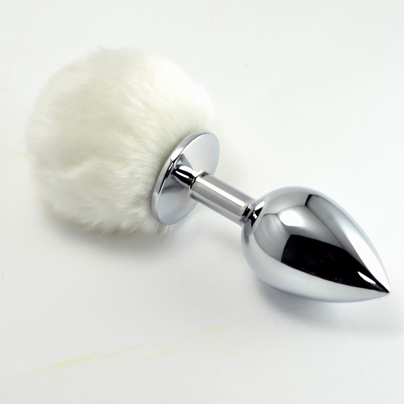 LOVETOY - PLUG ANAL DE METAL CON POMPON BLANCO TALLA S
