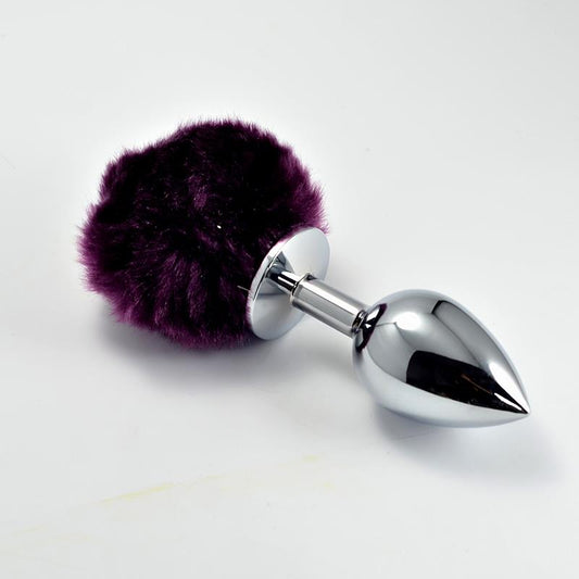 LOVETOY - PLUG ANAL DE METAL CON POMPON PÚRPURA TALLA S