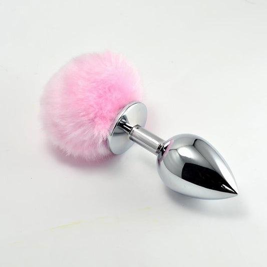LOVETOY - PLUG ANAL DE METAL CON POMPON ROSA TALLA L