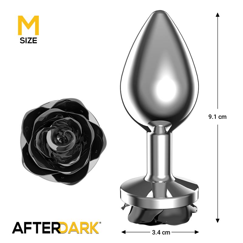 AFTERDARK - PLUG ANAL DE METAL CON ROSA NEGRA EN LA BASE TALLA M