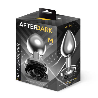 AFTERDARK - PLUG ANAL DE METAL CON ROSA NEGRA EN LA BASE TALLA M