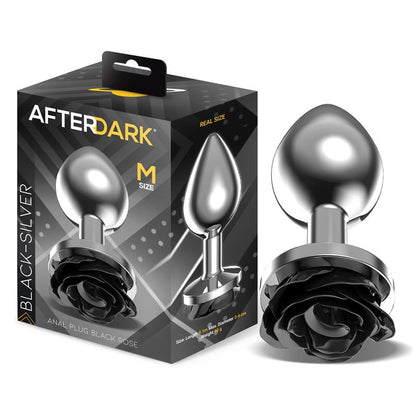 AFTERDARK - PLUG ANAL DE METAL CON ROSA NEGRA EN LA BASE TALLA M