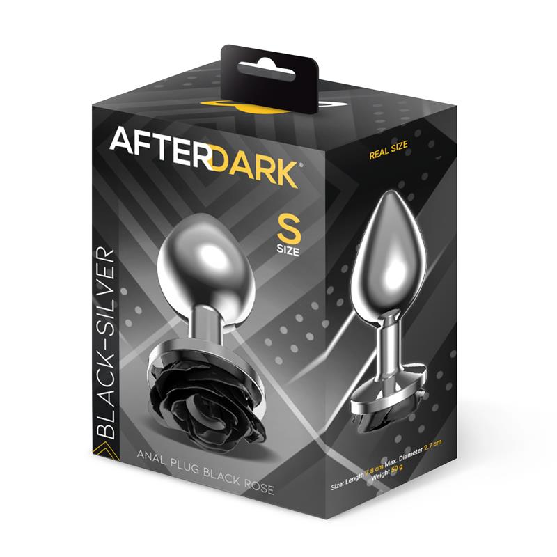 AFTERDARK - PLUG ANAL DE METAL CON ROSA NEGRA EN LA BASE TALLA S