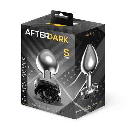 AFTERDARK - PLUG ANAL DE METAL CON ROSA NEGRA EN LA BASE TALLA S