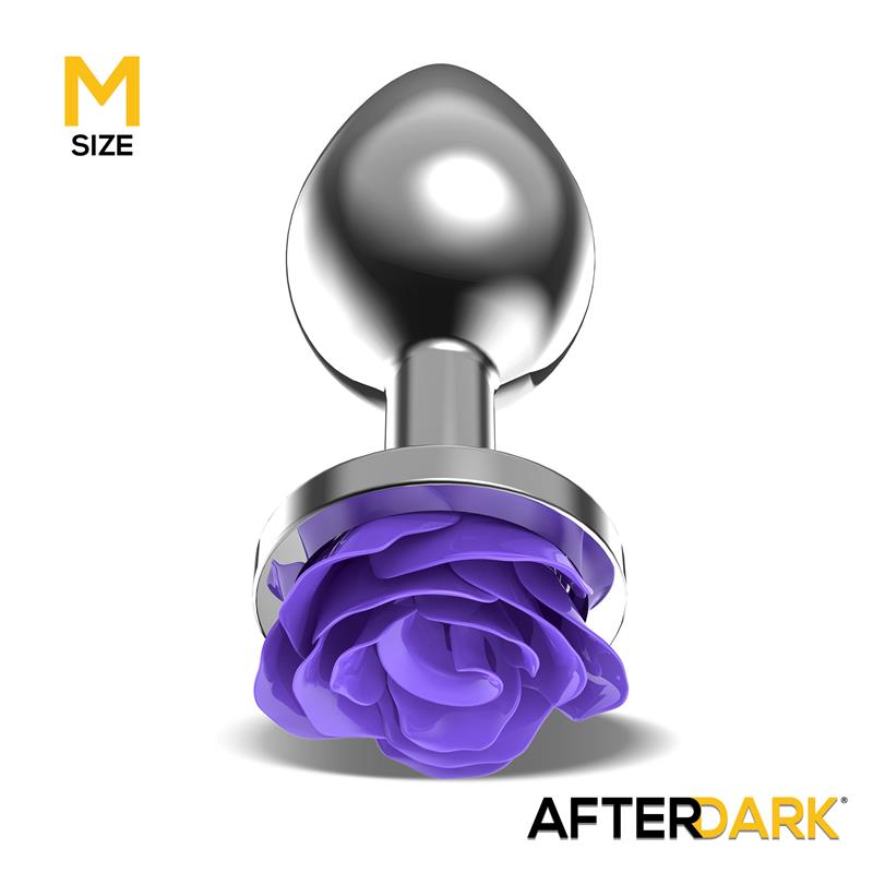 AFTERDARK - PLUG ANAL DE METAL CON ROSA PÚRPURA EN LA BASE TALLA M