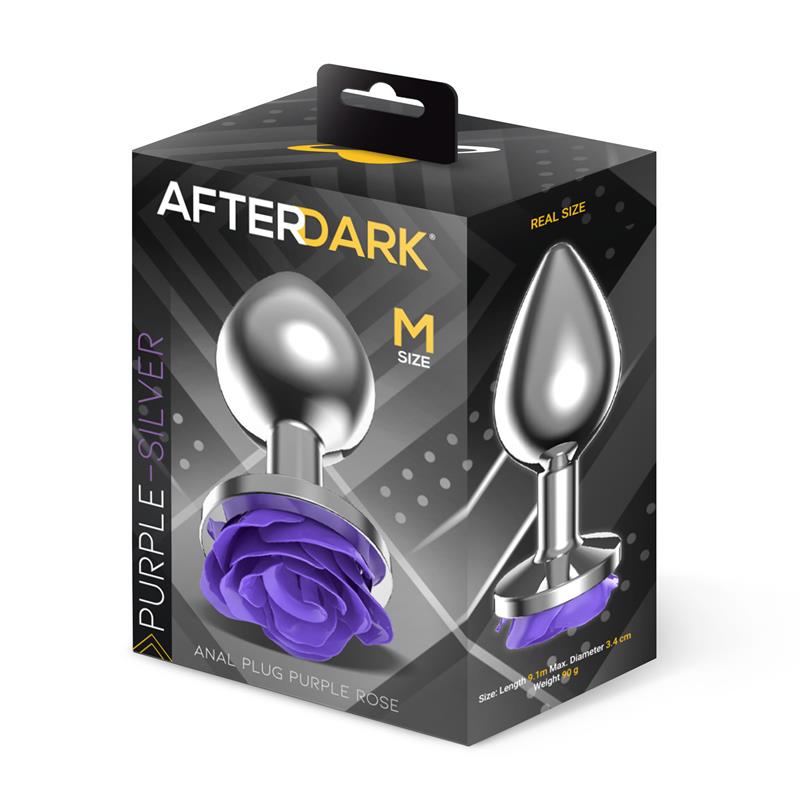 AFTERDARK - PLUG ANAL DE METAL CON ROSA PÚRPURA EN LA BASE TALLA M