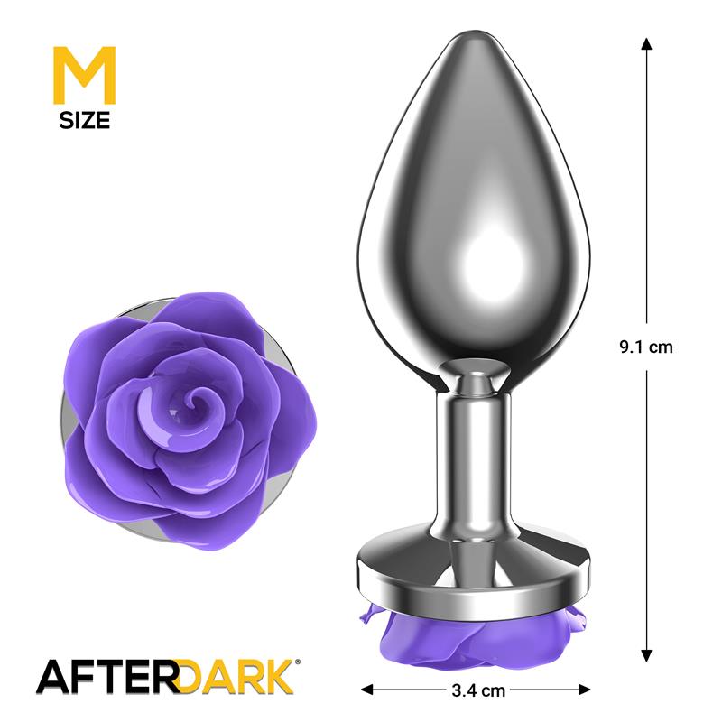AFTERDARK - PLUG ANAL DE METAL CON ROSA PÚRPURA EN LA BASE TALLA M