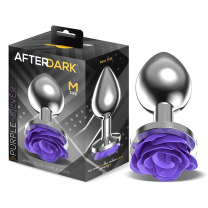 AFTERDARK - PLUG ANAL DE METAL CON ROSA PÚRPURA EN LA BASE TALLA M