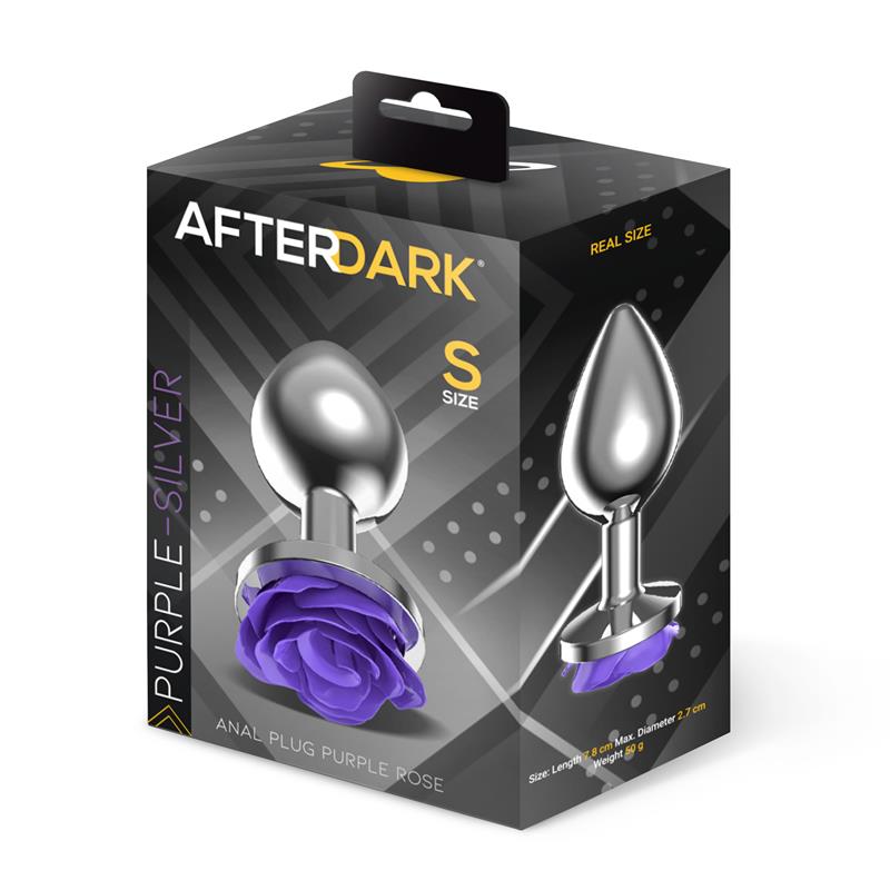AFTERDARK - PLUG ANAL DE METAL CON ROSA PÚRPURA EN LA BASE TALLA S