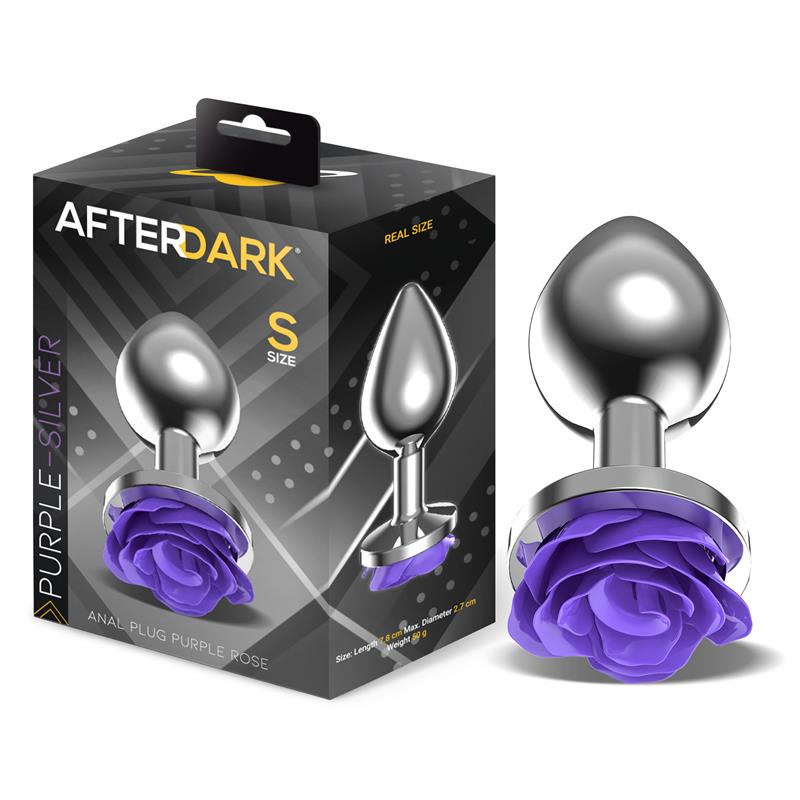 AFTERDARK - PLUG ANAL DE METAL CON ROSA PÚRPURA EN LA BASE TALLA S