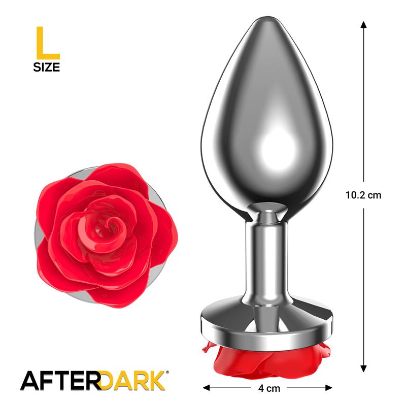 AFTERDARK - PLUG ANAL DE METAL CON ROSA ROJA EN LA BASE TALLA L