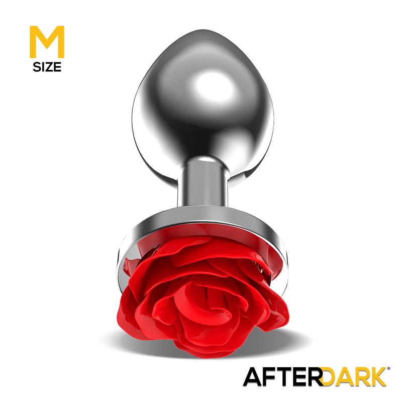AFTERDARK - PLUG ANAL DE METAL CON ROSA ROJA EN LA BASE TALLA M