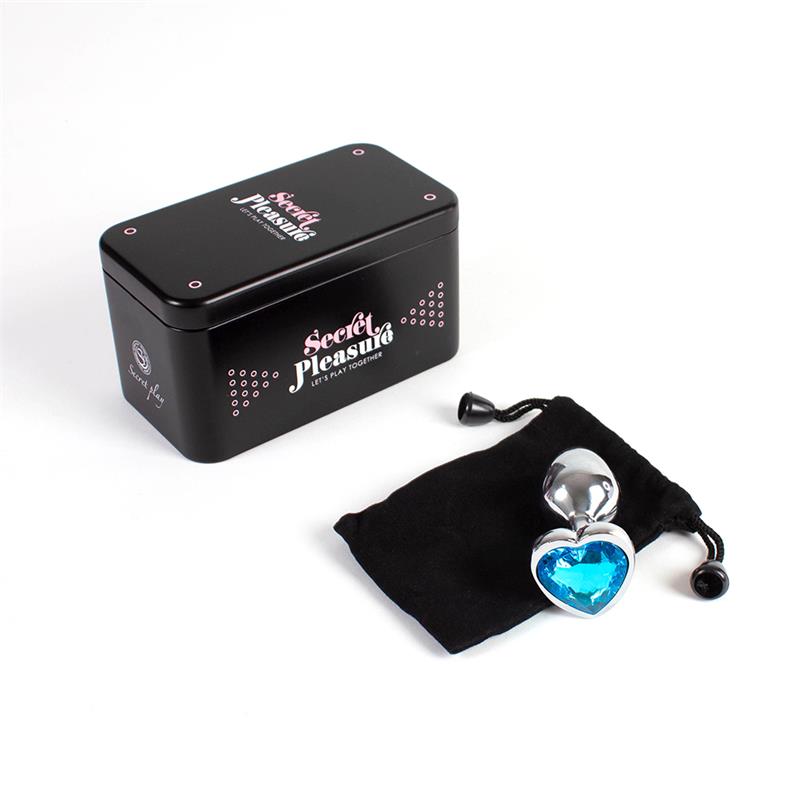 SECRET PLAY - PLUG ANAL DE METAL CORAZÓN AZUL TALLA S