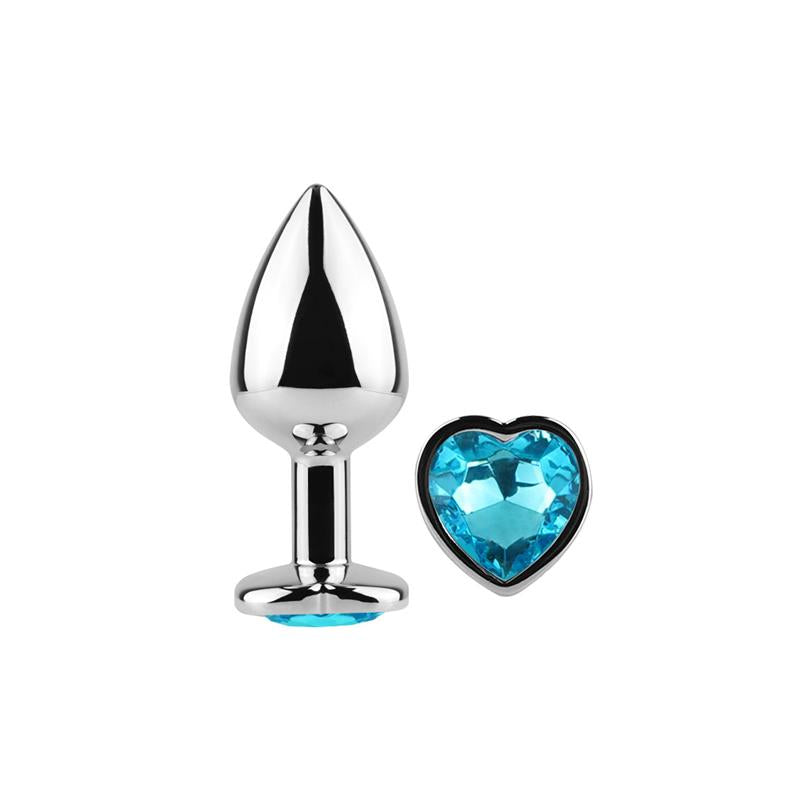SECRET PLAY - PLUG ANAL DE METAL CORAZÓN AZUL TALLA S