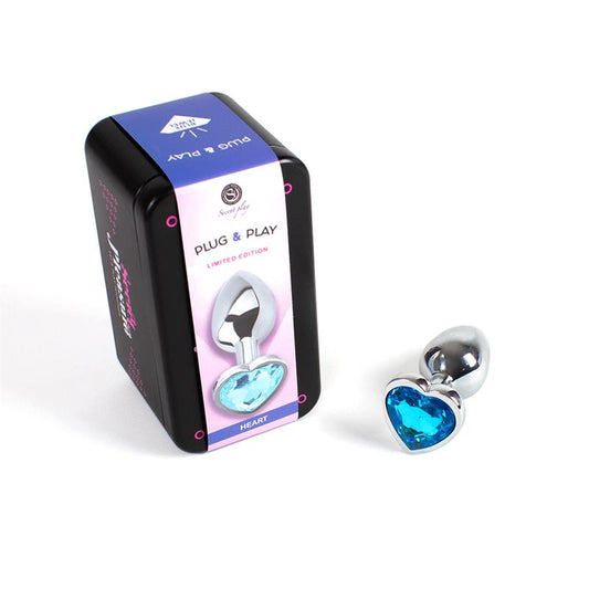 SECRET PLAY - PLUG ANAL DE METAL CORAZÓN AZUL TALLA S