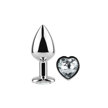 SECRET PLAY - PLUG ANAL DE METAL CORAZÓN TRANSPARENTE TALLA S